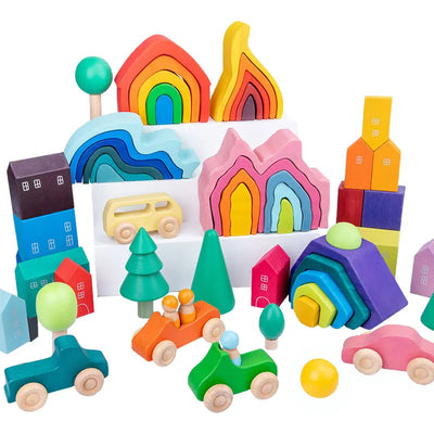 Blocs de Construction en Bois Montessori